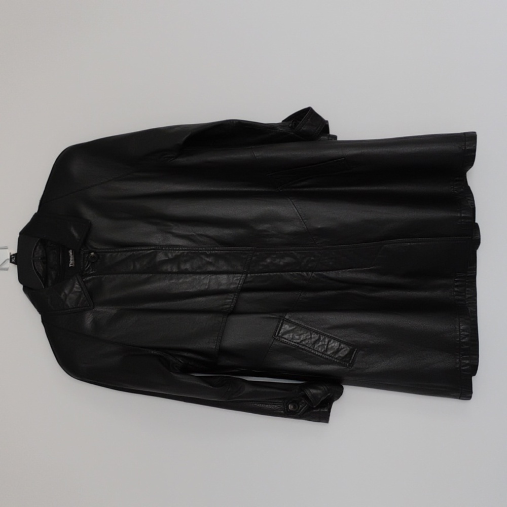 Women's Wilson Classic Black Leather Trench Coat, Thinsulate Lining EUC Size M